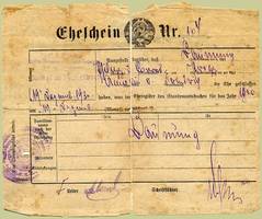 Свидетельство о браке Баумунг (Baumung) Амалии из с. Гуссенбах. Дата бракосочетания - 19 декабря 1930 г.