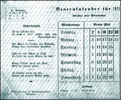 Bauernkalender für 1921.