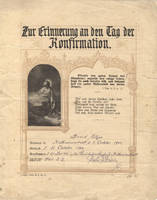 Свидетельство о конфирмации Давида Цитцера от 29 мая 1916 г. Конфирмован в Екатериненштадте.